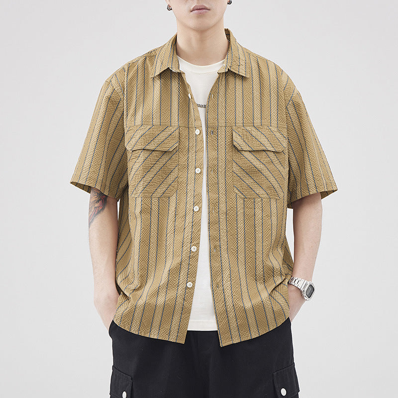 men's seersucker striped shirt - MRSLM