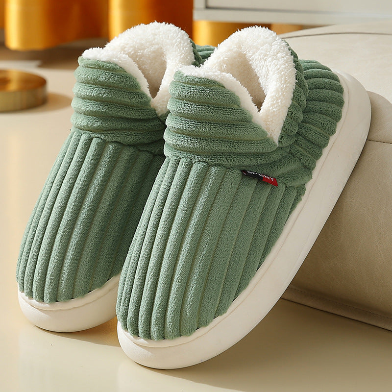 Striped plush couples house slippers, view 13 - MRSLM