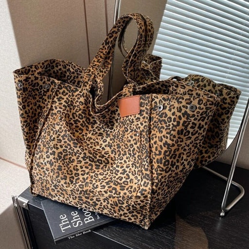 leopard print canvas shoulder bag - MRSLM