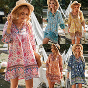bohemian printed lace-up dress - MRSLM