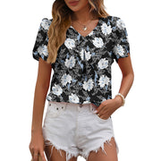 women's v-neck chiffon shirt puffed sleeves, view 4 - MRSLM