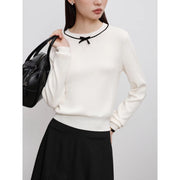 petite knitted sweater with bow detail, view 7 - MRSLM