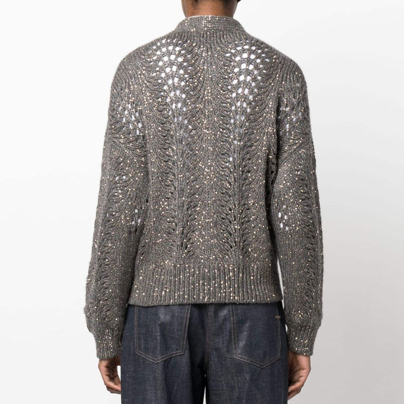 sequins cashmere blend cardigan sweater, view 3 - MRSLM