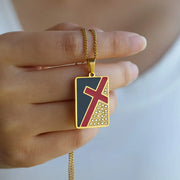 stainless steel cross pendant necklace, view 9 - MRSLM