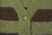 Women's green striped knit cardigan, view 4 - MRSLM