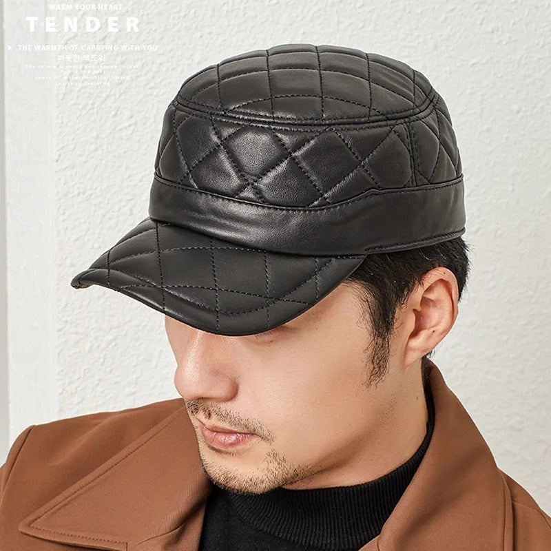 leather peaked cap, view 2 - MRSLM