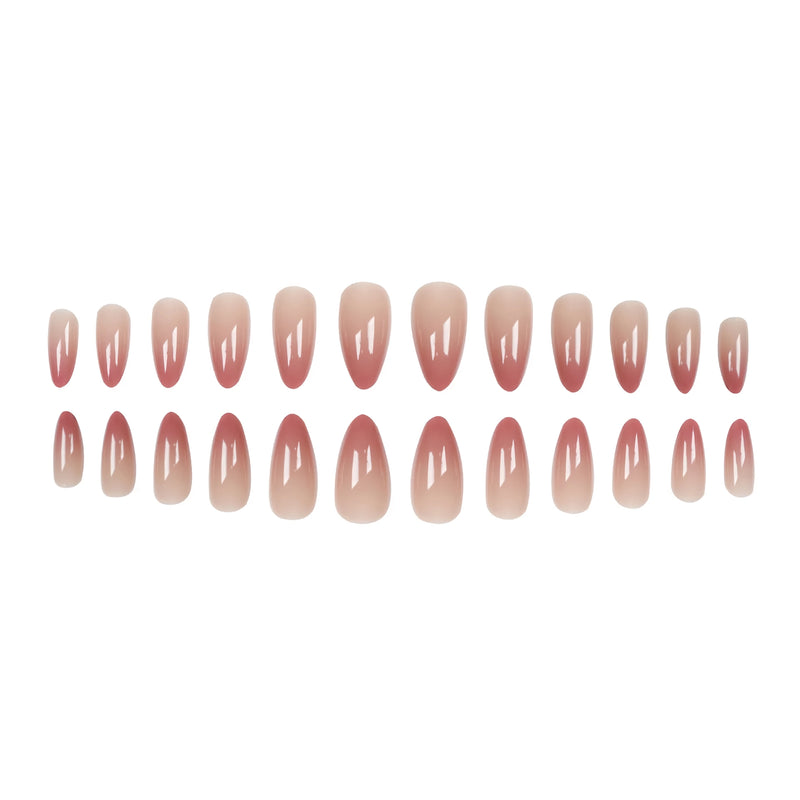 Gradient pink almond glossy fake nail set, view 4 - MRSLM
