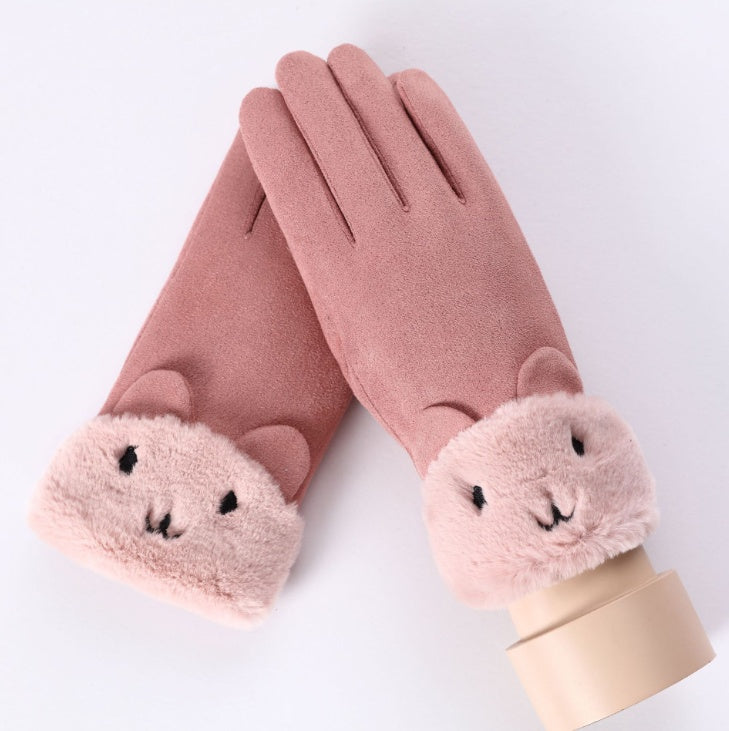 Women's Plush-Lined Suede Touchscreen Gloves