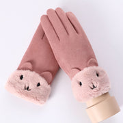 Women's plush-lined suede touchscreen gloves, view 2 - MRSLM