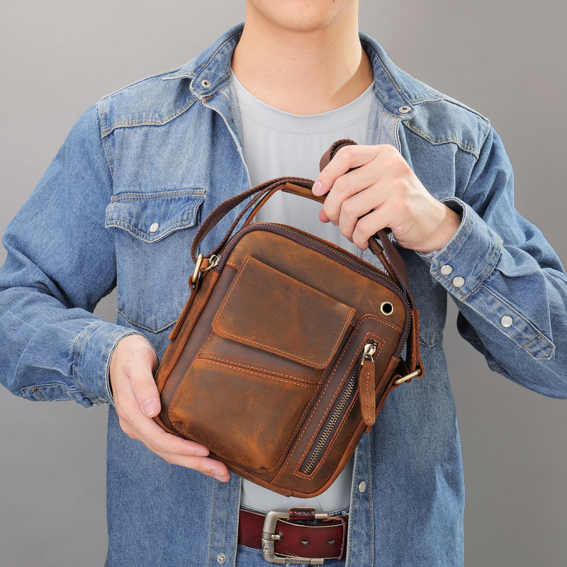 men's leather crossbody bag, view 12 - MRSLM