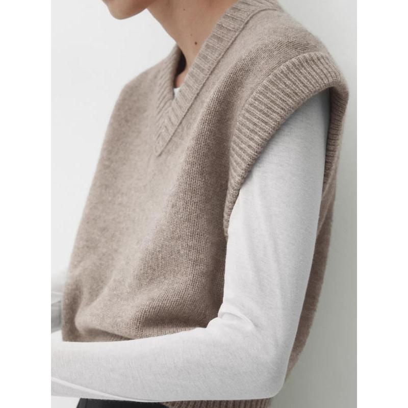 Women's knitted V-neck vest, view 4 - MRSLM