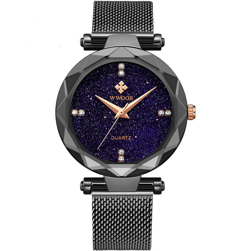 starry sky mesh quartz ladies watch, view 3 - MRSLM