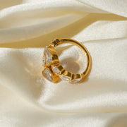 gold heart zirconia interlaced ring, view 6 - MRSLM