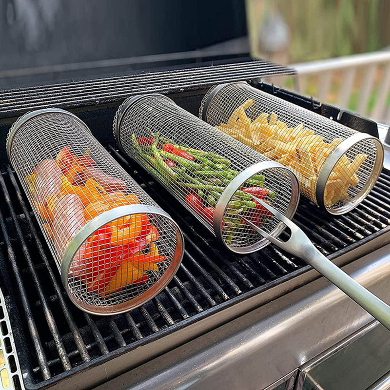 Stainless steel rolling BBQ basket, view 6 - MRSLM