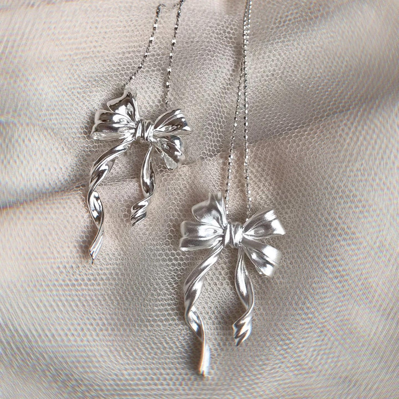 women's bow necklace S925 silver, view 6 - MRSLM
