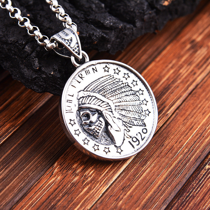 retro 925 silver feather pendant - MRSLM