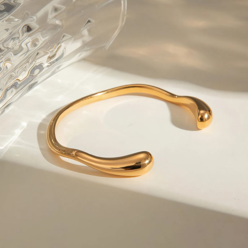 gold plated open bangle bracelet, view 6 - MRSLM