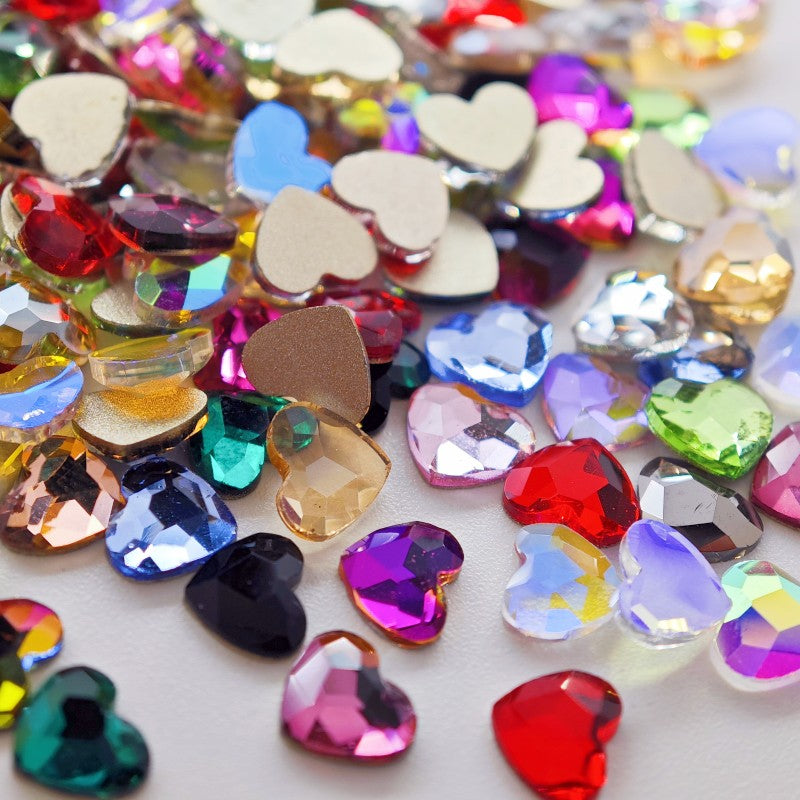 heart flat back nail rhinestones, view 2 - MRSLM