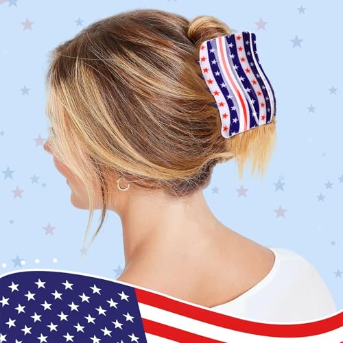 american flag claw hair clips set, view 4 - MRSLM