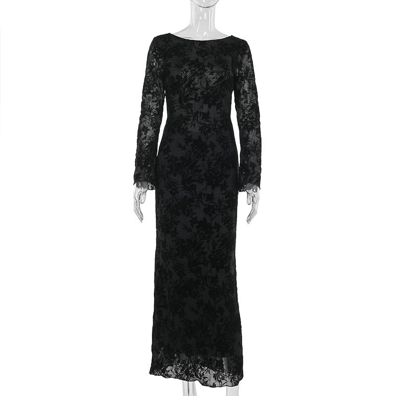 slim bare back dress, view 6 - MRSLM