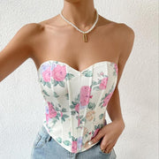 floral strapless corset tank top, view 9 - MRSLM
