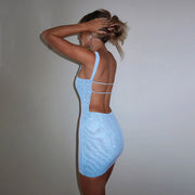 slim rhinestone sleeveless party dress, view 2 - MRSLM