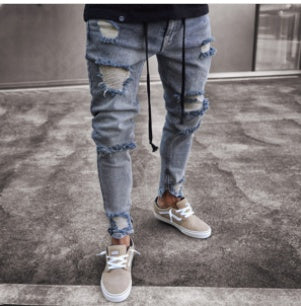 men's ripped knee ankle jeans, view 7 - MRSLM