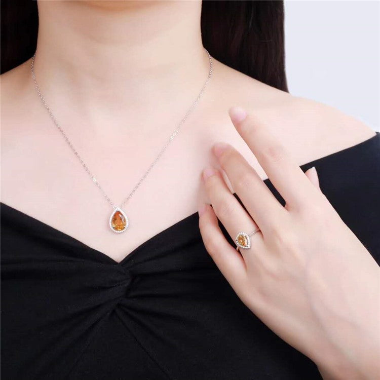 S925 yellow crystal pendant necklace, view 6 - MRSLM