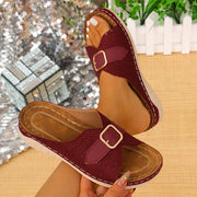 Buckle wedge platform sandals, view 10 - MRSLM