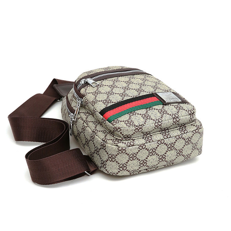 contrast color PU crossbody chest bag, view 4 - MRSLM
