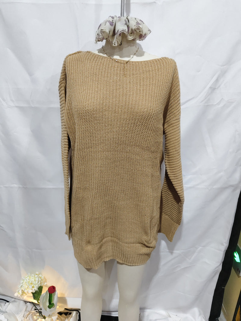 Women's off-shoulder knit sweater dress, view 10 - MRSLM