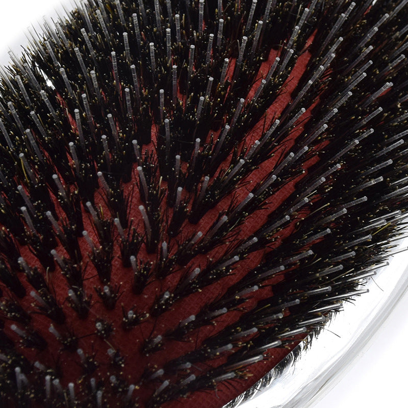 silver boar bristle paddle hair brush, view 6 - MRSLM