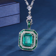 simulated emerald red corundum pendant necklace, view 2 - MRSLM