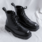 black leather ankle boots with zipper, view 4 - MRSLM