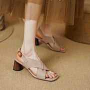 leather high heel sandals, view 5 - MRSLM