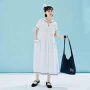 striped cotton sailor collar dress - MRSLM