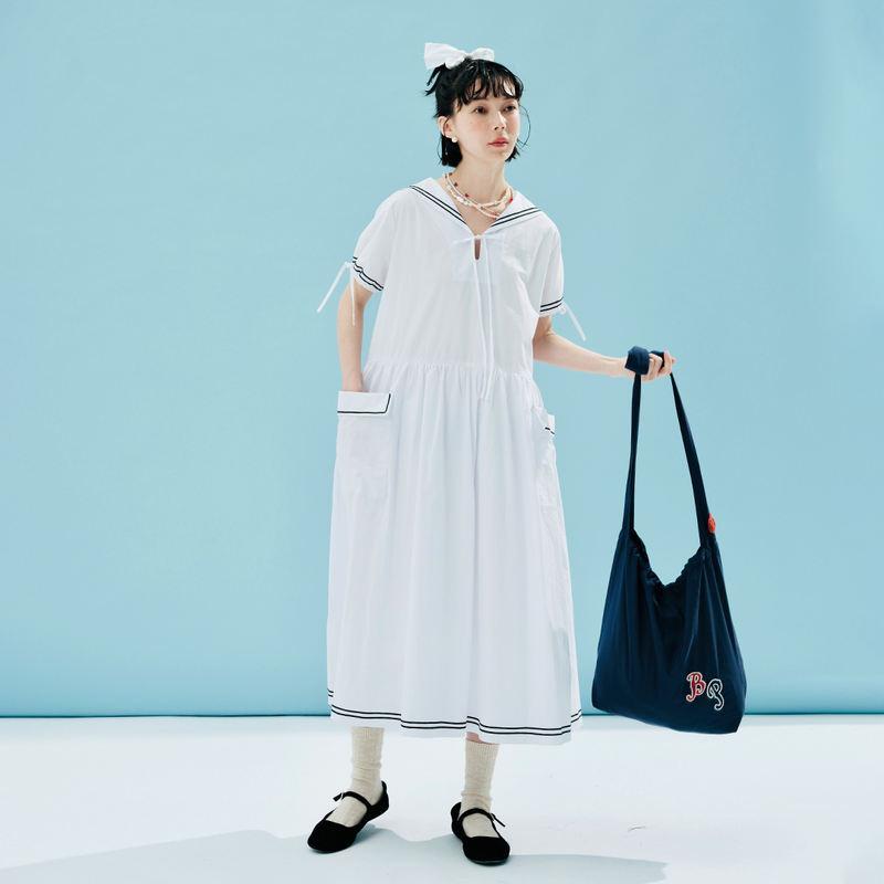 striped cotton sailor collar dress - MRSLM