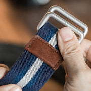 retro double-ring buckle striped belt, view 8 - MRSLM