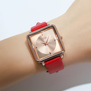 women's square dial leather strap watch, view 9 - MRSLM