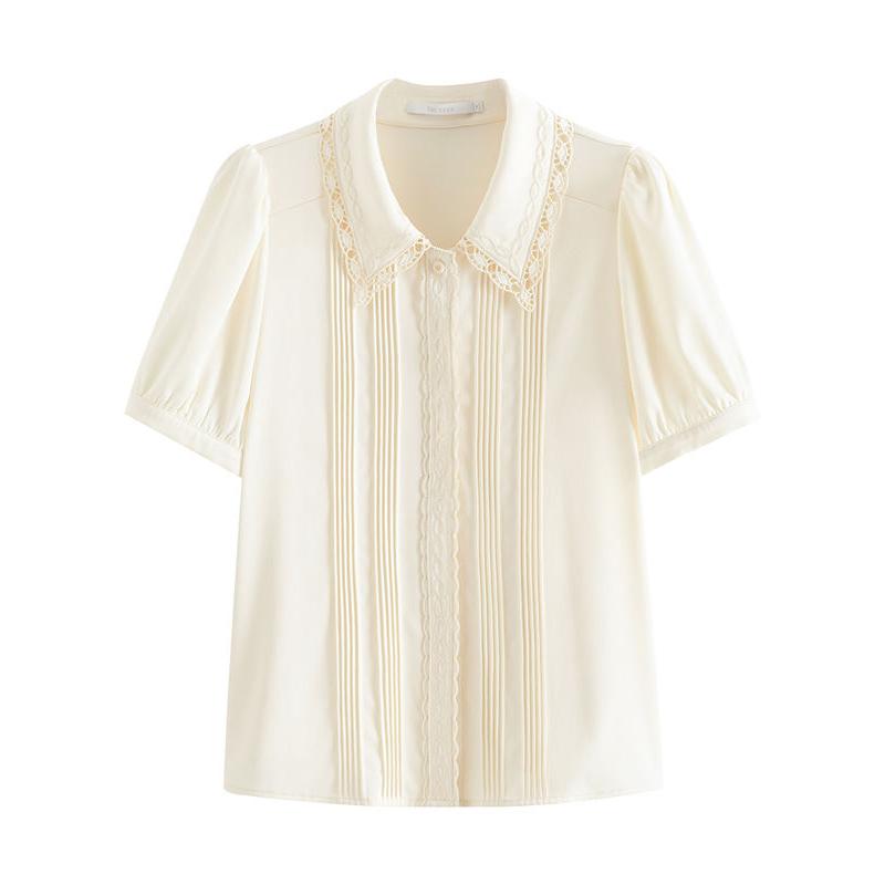 embroidered polo-neck blouse, view 6 - MRSLM