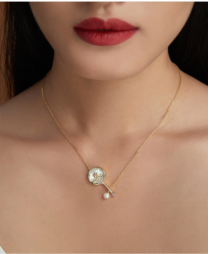 s925 silver plum blossom necklace, view 5 - MRSLM