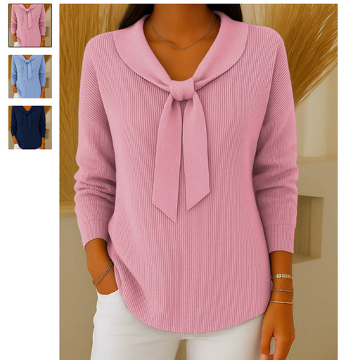 women's loose knit bow sweater, view 7 - MRSLM