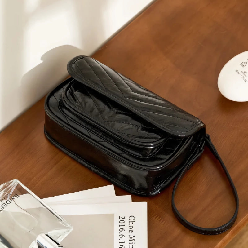 small square leather crossbody bag, view 9 - MRSLM