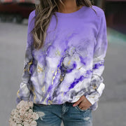 geometric print loose round neck sweater, view 3 - MRSLM