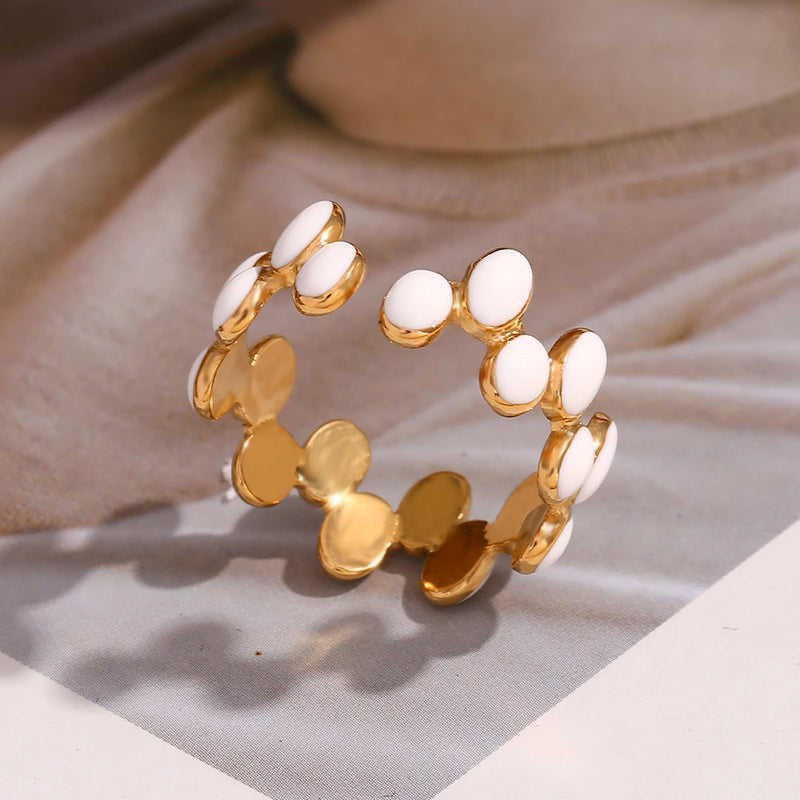 adjustable white enamel oval ring, view 5 - MRSLM