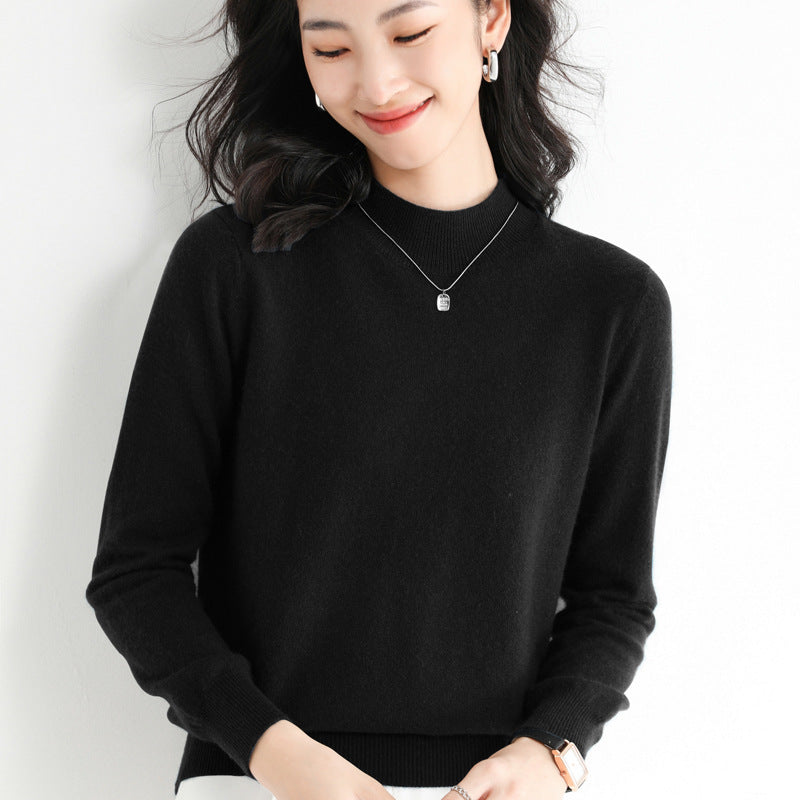 women's half turtleneck thin knit sweater, view 4 - MRSLM