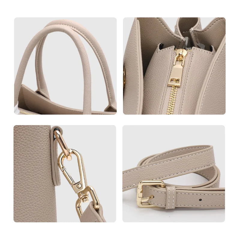 genuine leather top handle handbag, view 4 - MRSLM