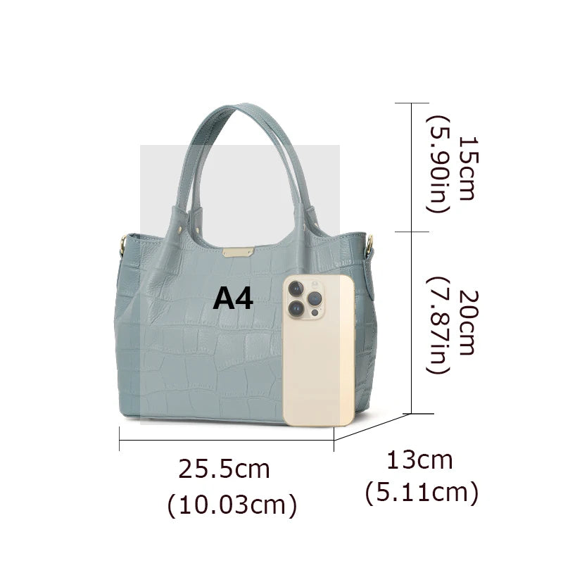 crocodile pattern leather handbag, view 8 - MRSLM