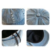 retro ripped denim beret, view 4 - MRSLM