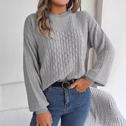 Women's cable-knit lantern-sleeve sweater, view 2 - MRSLM